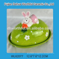 Cutely ceramic storage jar with rabbit figurine